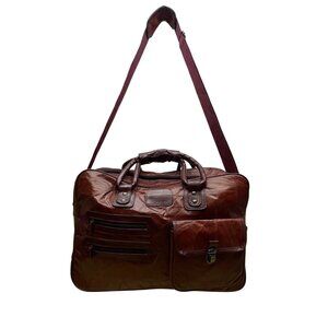 Seville Mens Brown Leather Patchwork With Adjustable Shoulder Strap Travel Bag